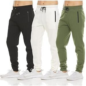 PURE CHAMP Mens 3 Pack Fleece Active Athletic Workout Jogger Sweatpants for Men